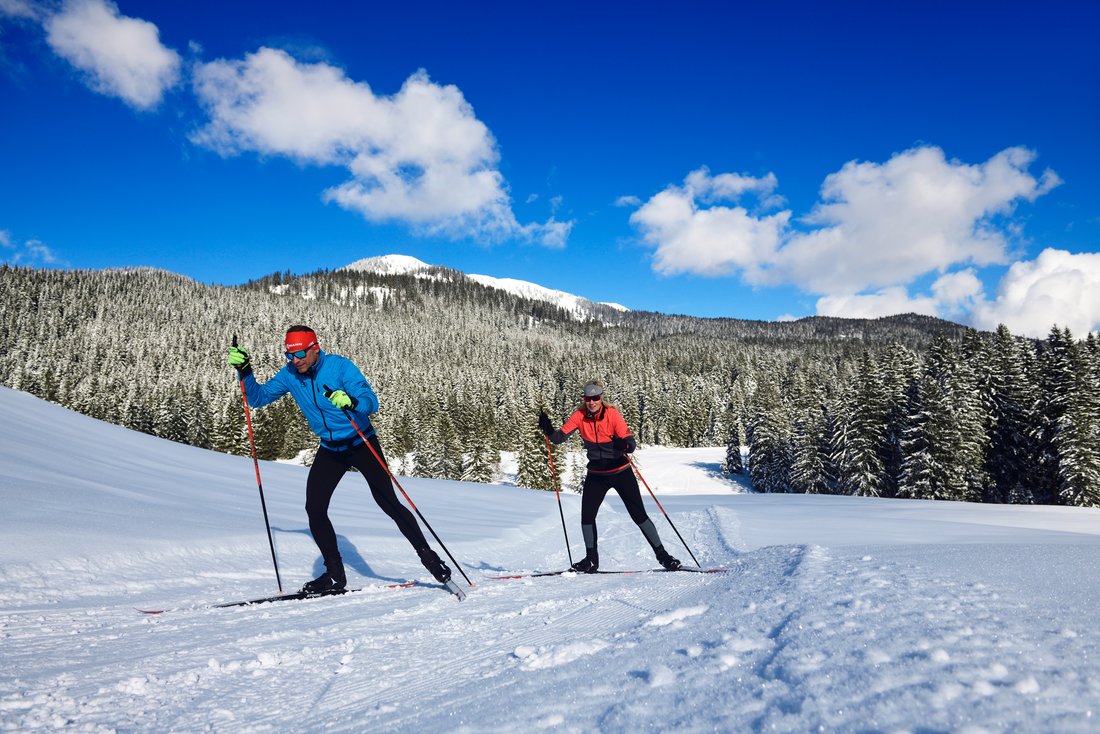 Cross-country skiing on the Winklmoos-Alm in Chiemgau